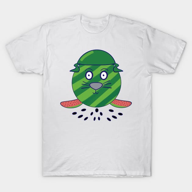 Kawaii Cute Watermelon Baby Seal T-Shirt by vystudio